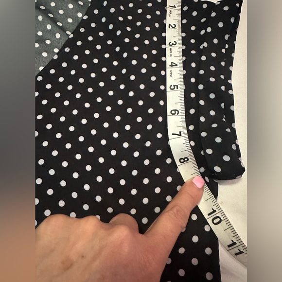 Brand: Express, size: S, silk blouse, color: black with white polka dots. - Picture 5 of 11